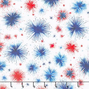 Stars and Stripes - Red and Blue Fireworks Celebration Yardage