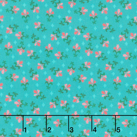 Fabric Market - Tossed Foulard Teal Blue Yardage