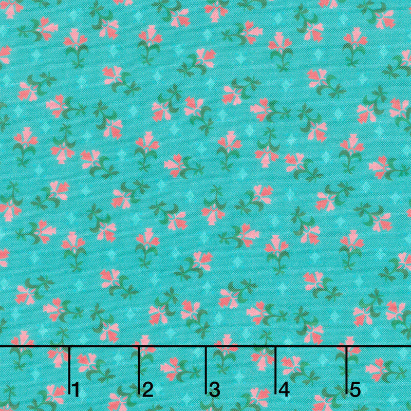 Fabric Market - Tossed Foulard Teal Blue Yardage