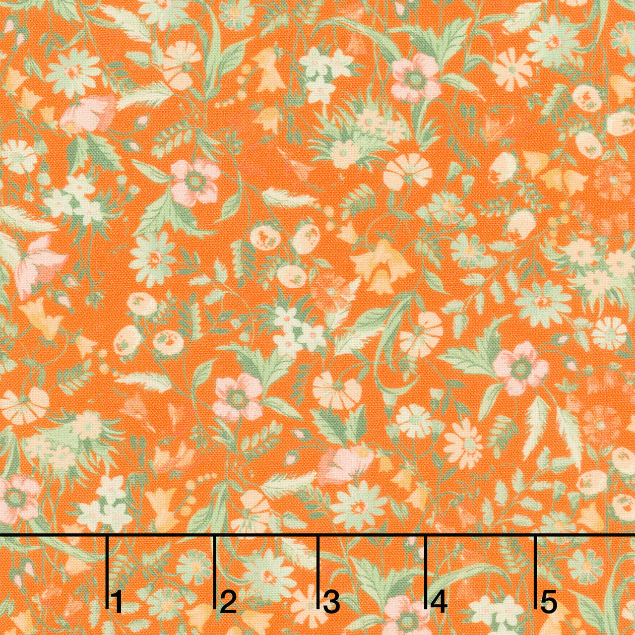 Fabric Market - Packed Mixed Florals Orange Yardage