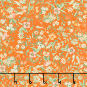 Fabric Market - Packed Mixed Florals Orange Yardage