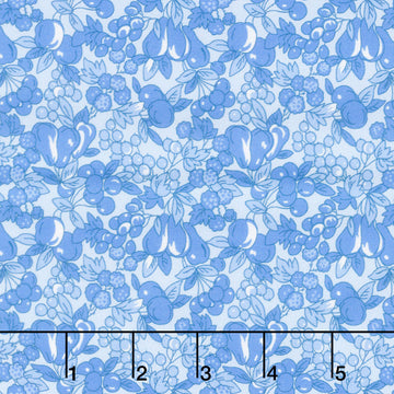 Fabric Market - Packed Leaves And Fruits Blue Yonder Yardage
