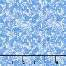 Fabric Market - Packed Leaves And Fruits Blue Yonder Yardage