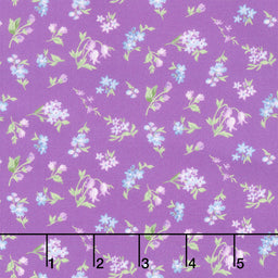 Fabric Market - Tossed Flower Sprigs Petunia Yardage