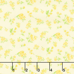Fabric Market - Tossed Flower Sprigs Banana Yardage