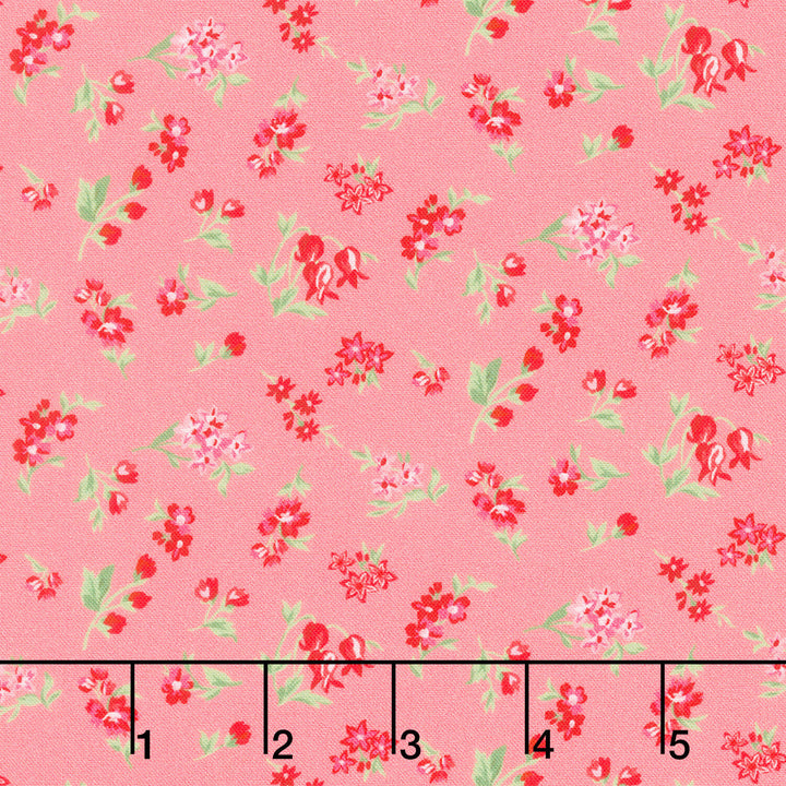 Fabric Market - Tossed Flower Sprigs Guava Yardage