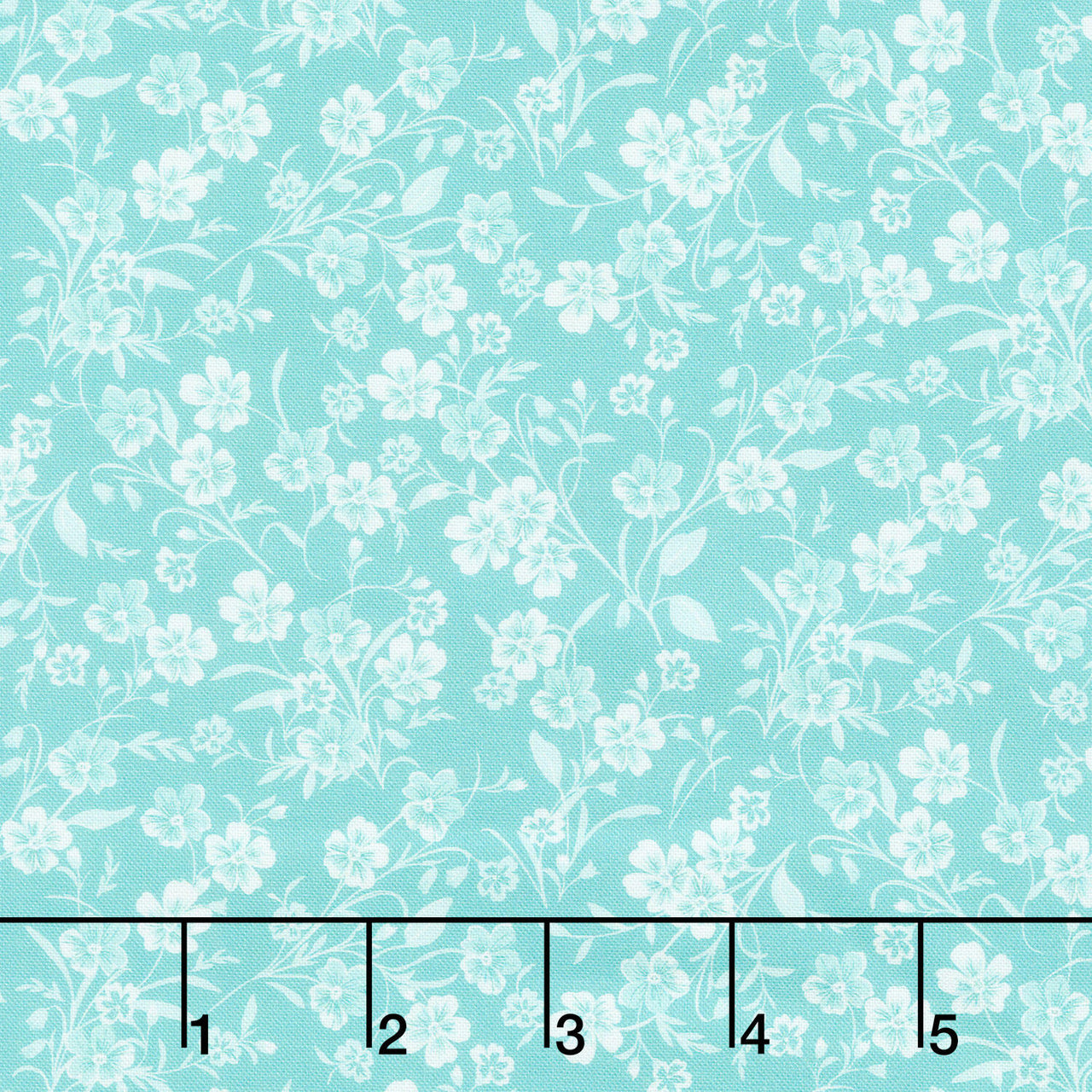 Fabric Market - Tonal Stemmed Florals Lagoon Yardage