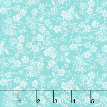 Fabric Market - Tonal Stemmed Florals Lagoon Yardage
