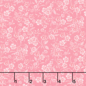 Fabric Market - Tonal Stemmed Florals Flamingo Yardage