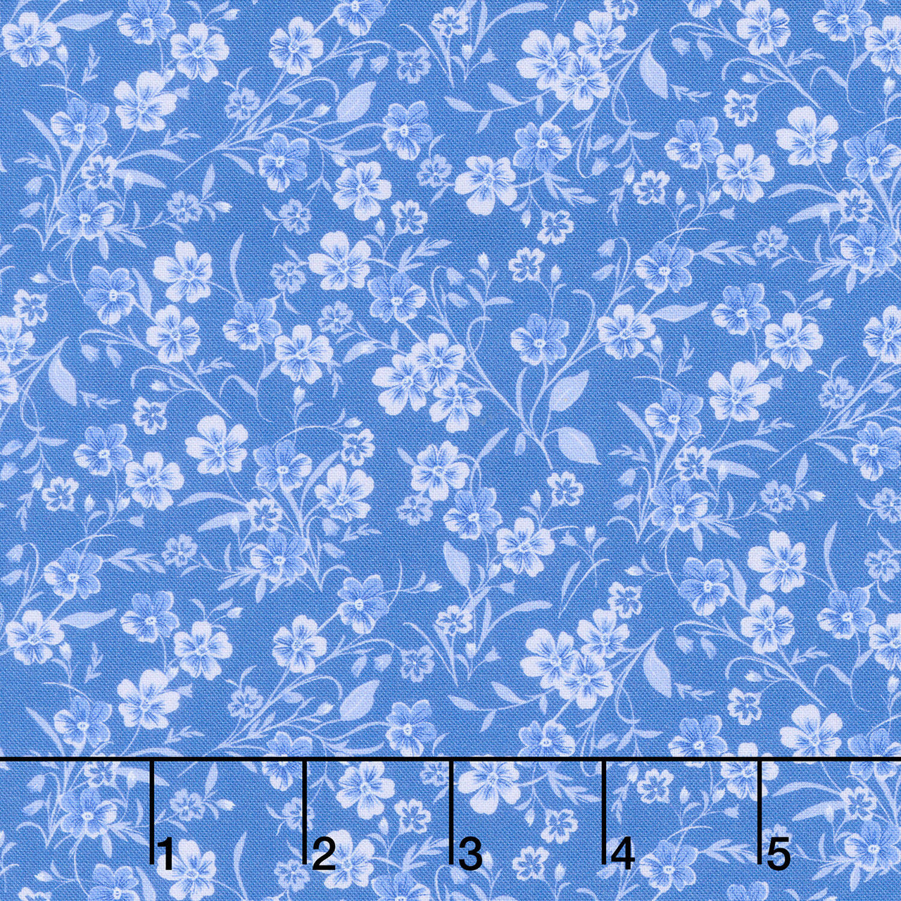 Fabric Market - Tonal Stemmed Florals Paris Blue Yardage