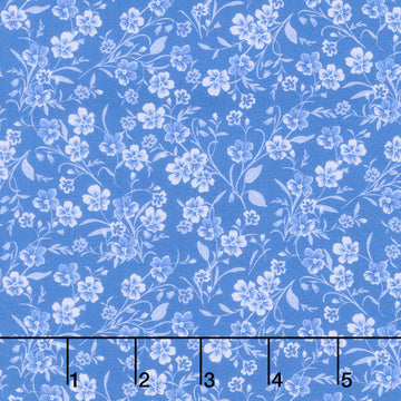 Fabric Market - Tonal Stemmed Florals Paris Blue Yardage
