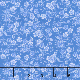 Fabric Market - Tonal Stemmed Florals Paris Blue Yardage