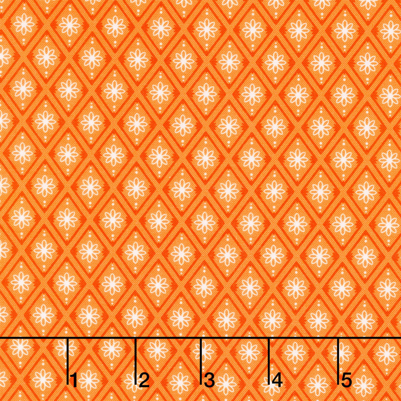 Fabric Market - Diamond Flower Orange Yardage