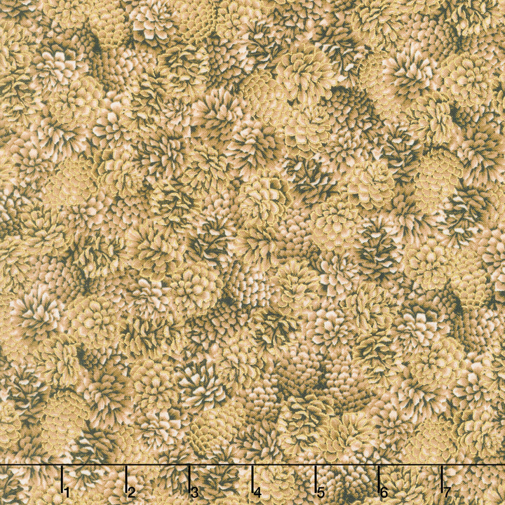 Holiday Flourish - Forest Glen Packed Pinecones Brown Metallic Yardage