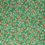 Holiday Flourish - Forest Glen Tossed Pinecones Berry Sprigs Grass Metallic Yardage