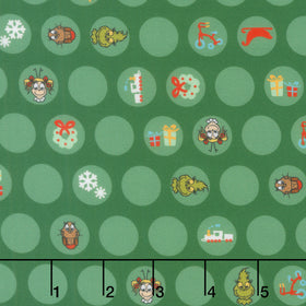 Little Grinch - Circles Christmas Motifs Grinch Max Cindy Lou Green Yardage