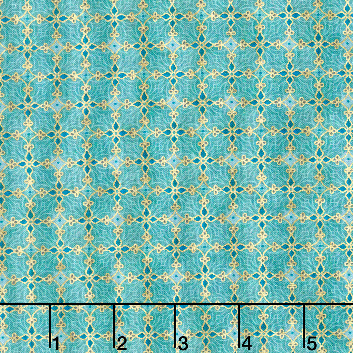 Star of Wonder - Geometric Pattern Turquoise Metallic Yardage