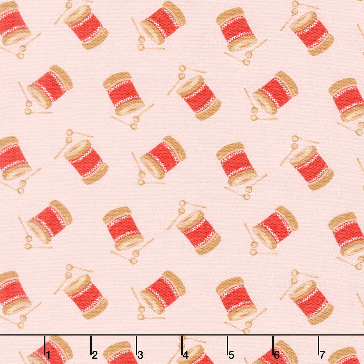 Holiday Nutcracker Collection - Tossed Drums Pink Yardage