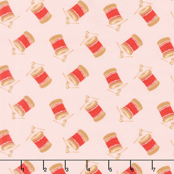 Holiday Nutcracker Collection - Tossed Drums Pink Yardage