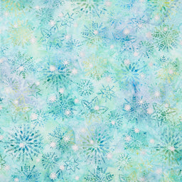 Artisan Batiks - Evergreen Ice Snowflakes Glacier Yardage