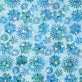 Artisan Batiks - Evergreen Ice Snowflakes Winter Yardage