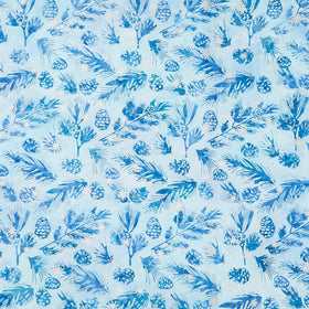Artisan Batiks - Evergreen Ice Pine Sprigs Pine Cones Powder Yardage