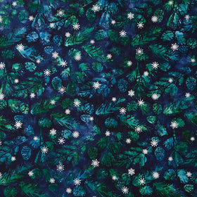 Artisan Batiks - Evergreen Ice Pine Sprigs Pine Cones Midnight Yardage