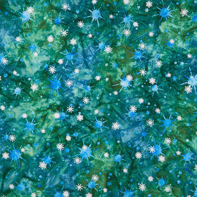 Artisan Batiks - Evergreen Ice Stars Emerald Yardage