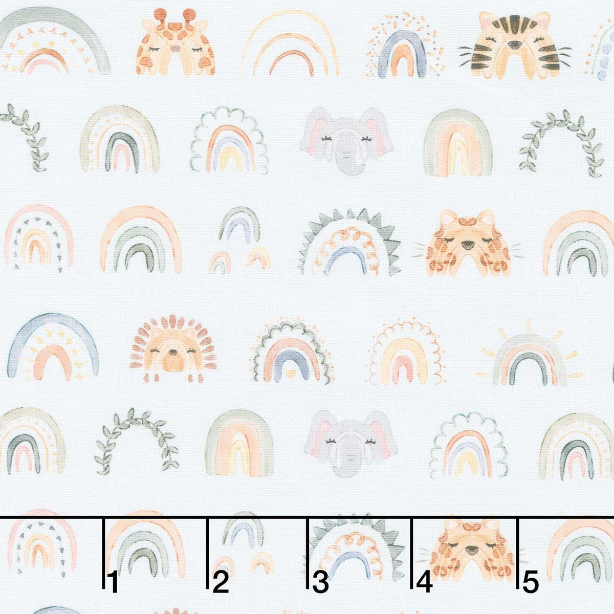 The Wild Ones - Rainbows Animal Faces Cloud Yardage