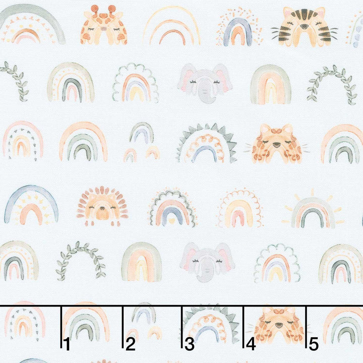 The Wild Ones - Rainbows Animal Faces Cloud Yardage