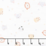 The Wild Ones - Tossed Animal Faces Stars Ivory Yardage