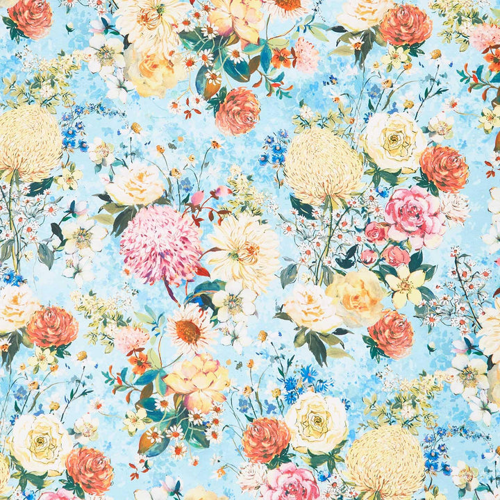 Bloomfield Love - Large Tossed Flowers Sky Yardage