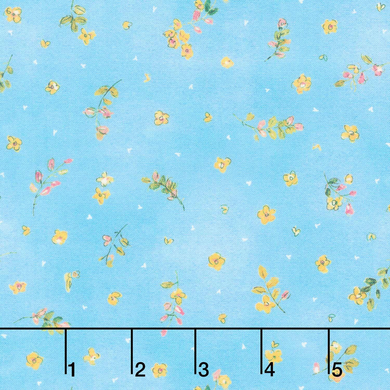Bloomfield Love - Tossed Small Flowers Sky Yardage