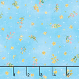 Bloomfield Love - Tossed Small Flowers Sky Yardage