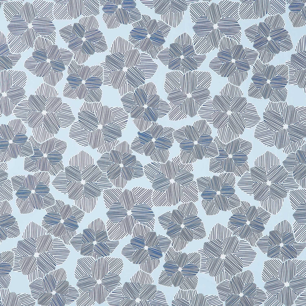 Drift Into Blue - Large Flowers Chambray Yardage