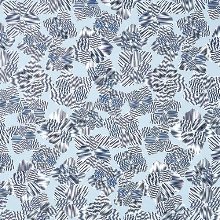 Drift Into Blue - Large Flowers Chambray Yardage
