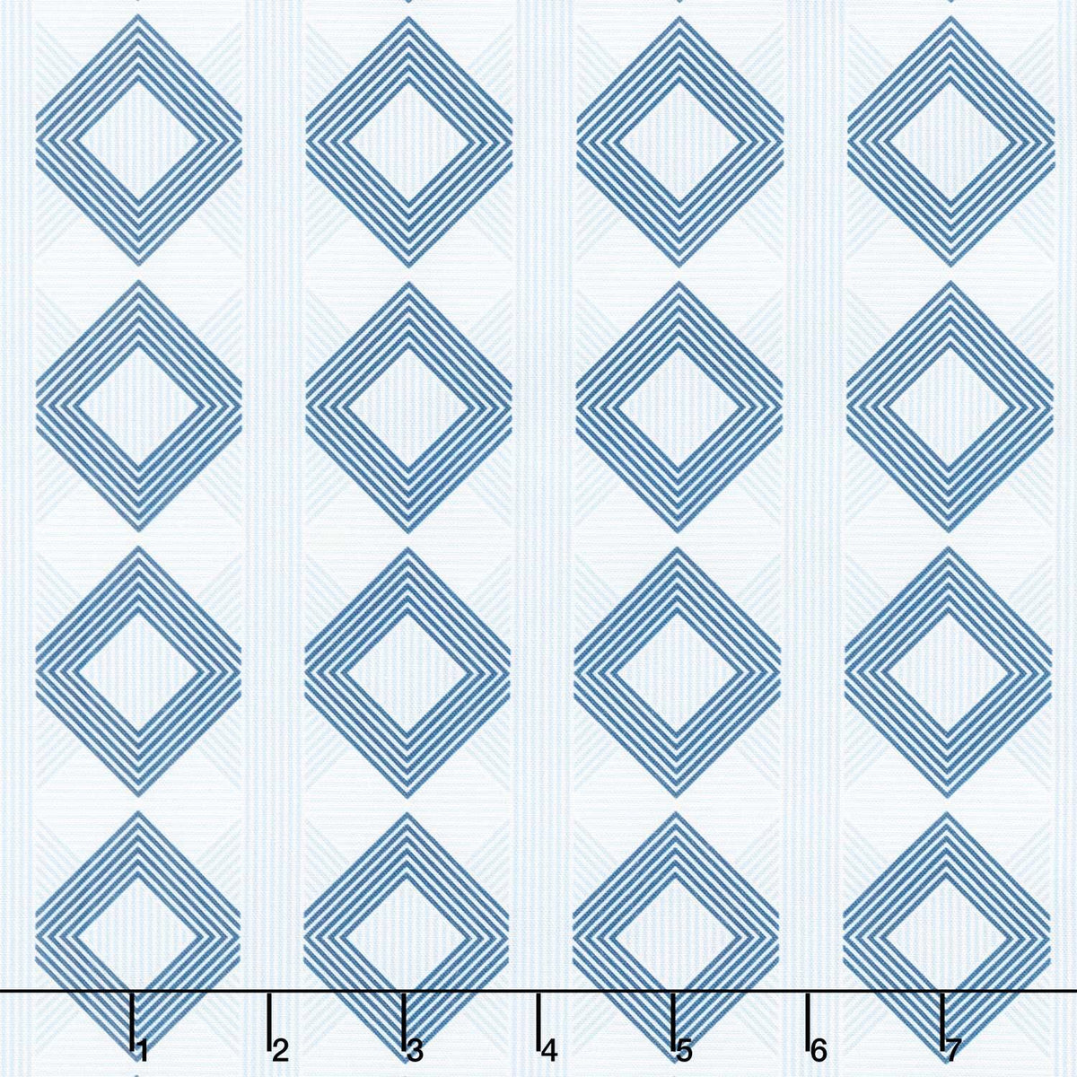 Drift Into Blue - Geometric Stripe White Yardage