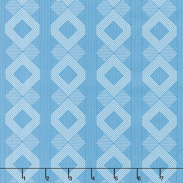 Drift Into Blue - Geometric Stripe Denim Yardage