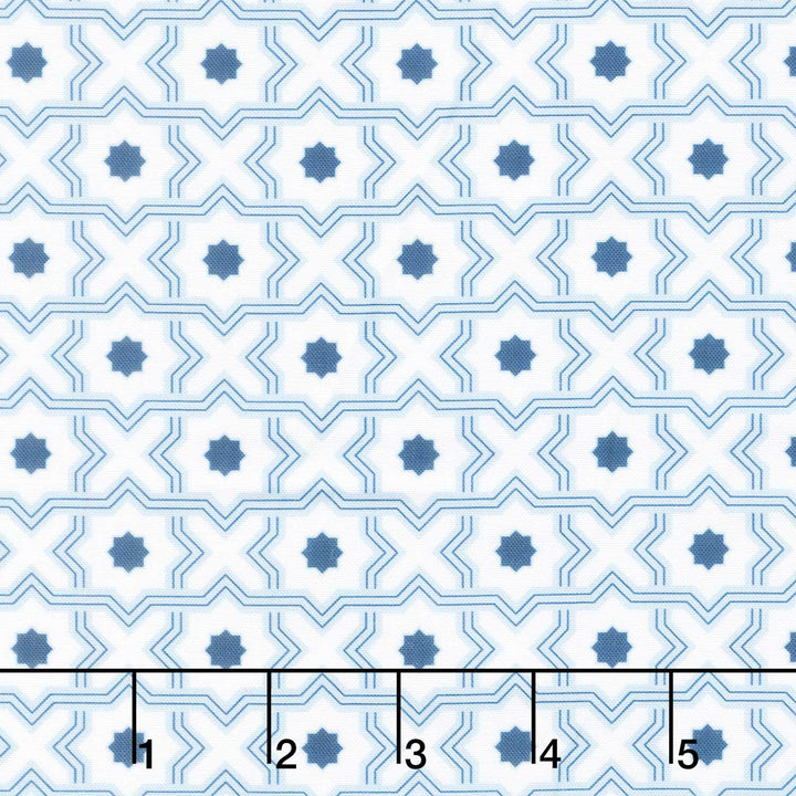 Drift Into Blue - Tiles White Yardage