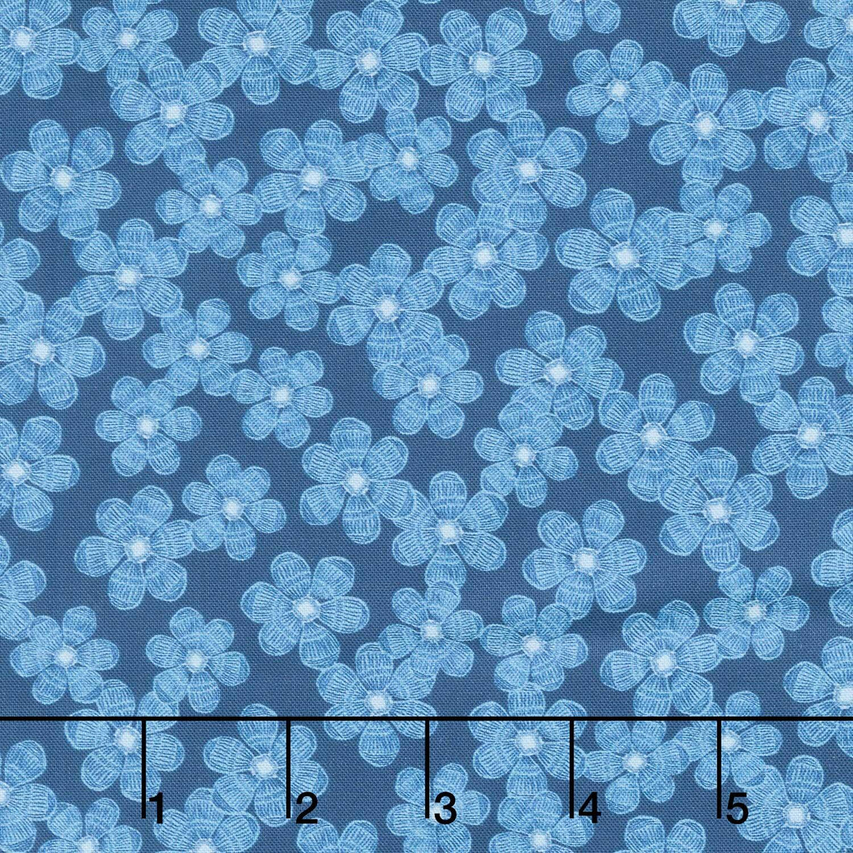 Drift Into Blue - Tossed Small Flowers Navy Yardage