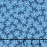 Drift Into Blue - Tossed Small Flowers Navy Yardage