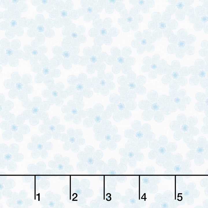 Drift Into Blue - Tossed Small Flowers Cloud Yardage