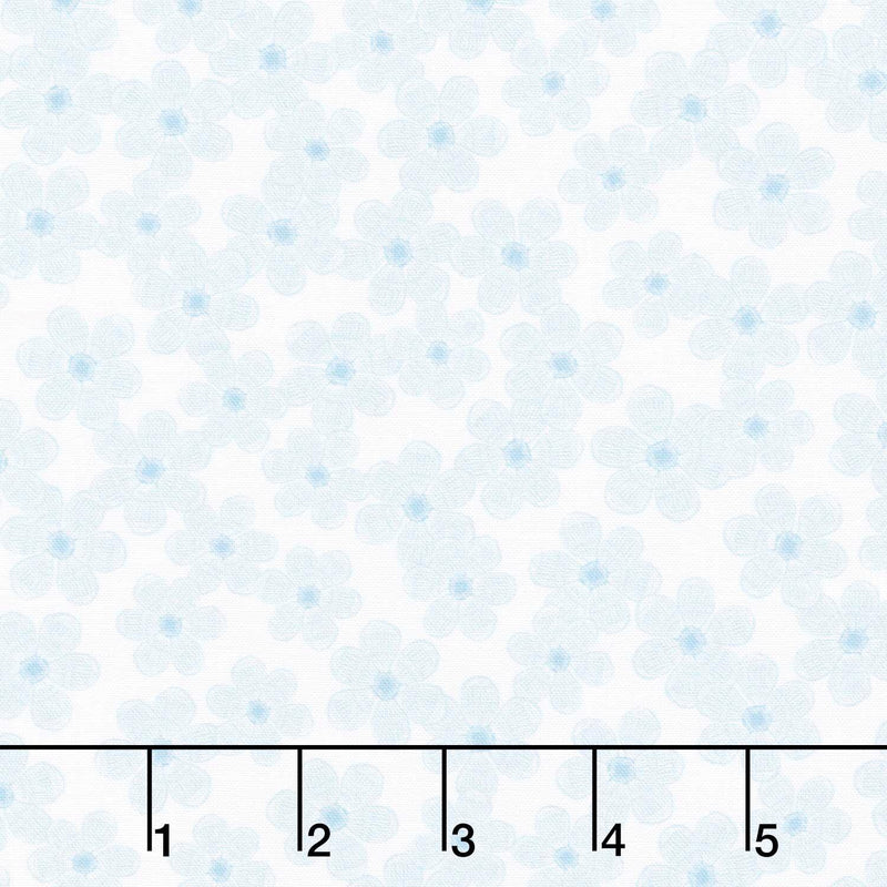 Drift Into Blue - Tossed Small Flowers Cloud Yardage