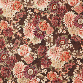 Hello Fall - Florals Chestnut Metallic Yardage