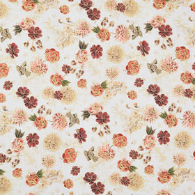 Hello Fall - Tossed Florals Linen Metallic Yardage