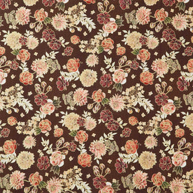 Hello Fall - Tossed Florals Chestnut Metallic Yardage