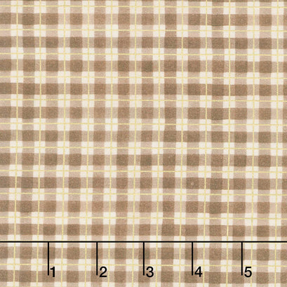 Hello Fall - Plaid Chestnut Metallic Yardage
