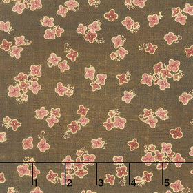 Hello Fall - Small Flowers Chestnut Metallic Yardage
