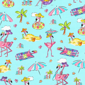 Flamingo Beach - Flamingos Aqua Yardage