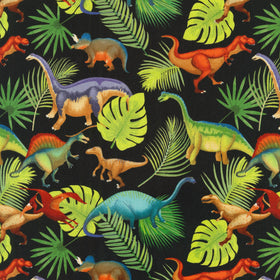 Prehistoric Pets - Dinosaurs Black Yardage
